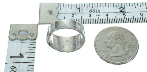 Southwestern Turquoise Genuine Sterling Silver Water Wave Ring Size 5-3/4 QX81734